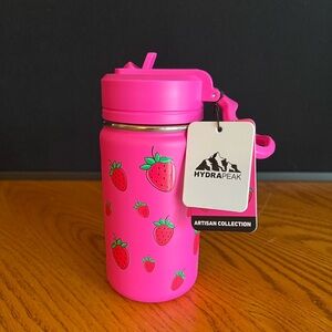 14 oz Hydrapeak Hot Pink with Red Strawberries Water Bottle